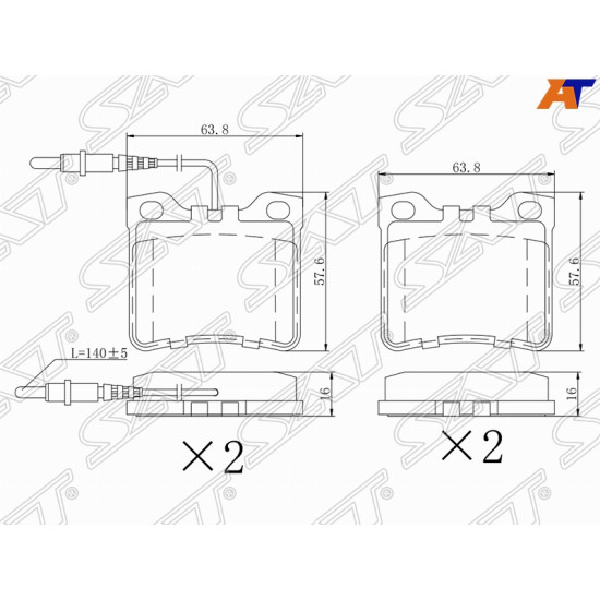 Колодки тормозные зад с датчиком MERCEDES V-CLASS/VITO 96-03/ PEUGEOT 605 89-99 SAT