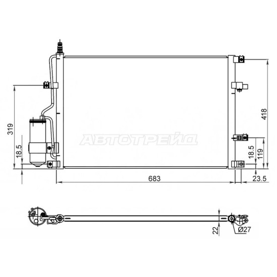 Радиатор кондиционера Volvo S60 00-04 / S80 98-06 / V70 00-04 / XC70 00-07 SAT