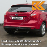 Бампер задний в цвет кузова Ford Focus 3 (2011-2015) хэтчбек 9SSE - CANDY RED - Красный