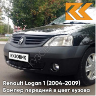 Бампер передний в цвет кузова Renault Logan 1 (2004-2009) под птф 676 - PEARL BLACK - Черная жемчужина