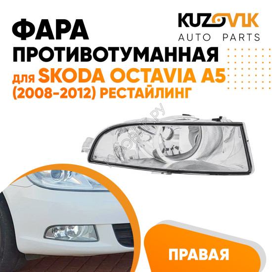 Фара противотуманная правая Skoda Octavia A5 (2008-2012) рестайлинг KUZOVIK