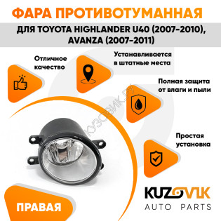 Фара противотуманная правая Toyota Highlander U40 (2007-2010), Avanza (2007-2011) KUZOVIK