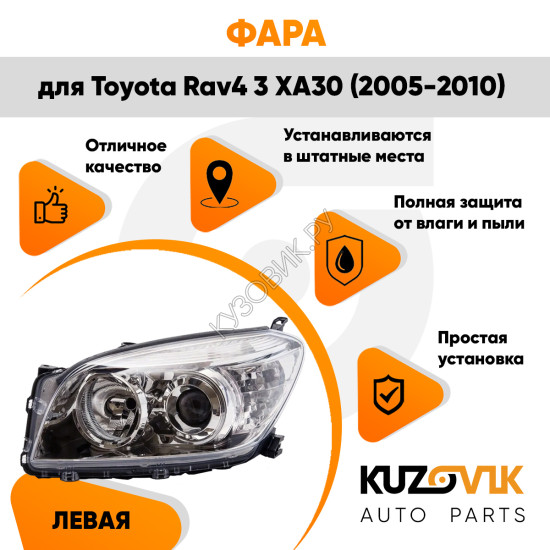 Фара левая евросвет универсальный корректор Toyota Rav4 3 XA30 (2005-2010) KUZOVIK